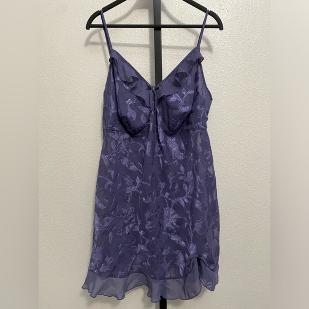 Sheer Y2K Babydoll Floral Slip Dress‎ 1X Fairy Delicate Dainty Feminine Romantic